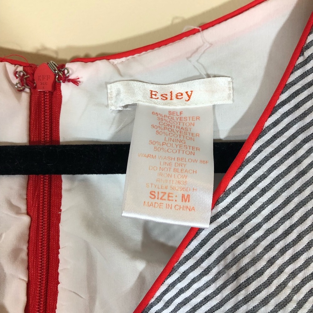 Esley Seersucker A Line Flattering Fit Dress M - Picture 3 of 4